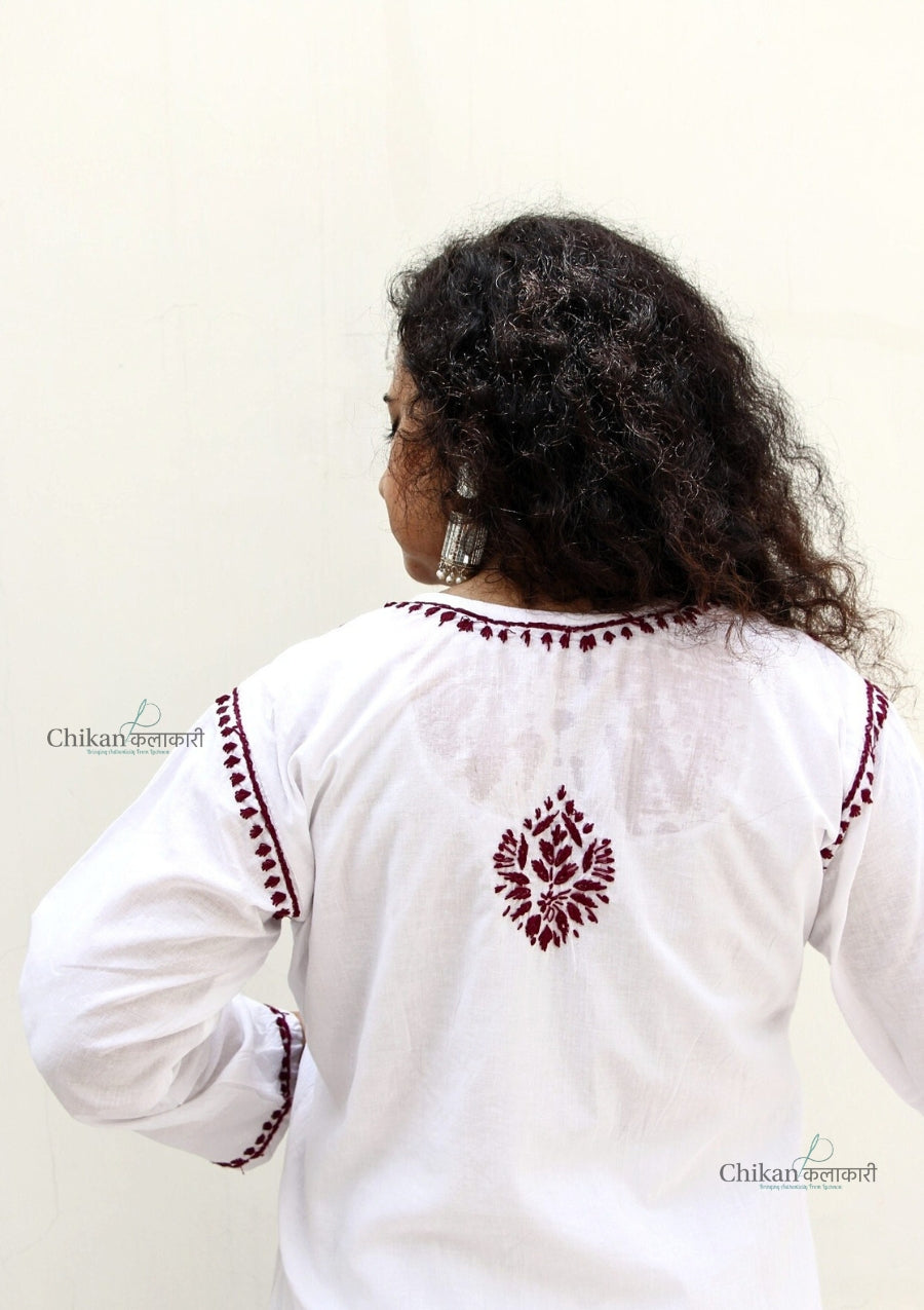 Malvika Cotton White Chikankari Kurti