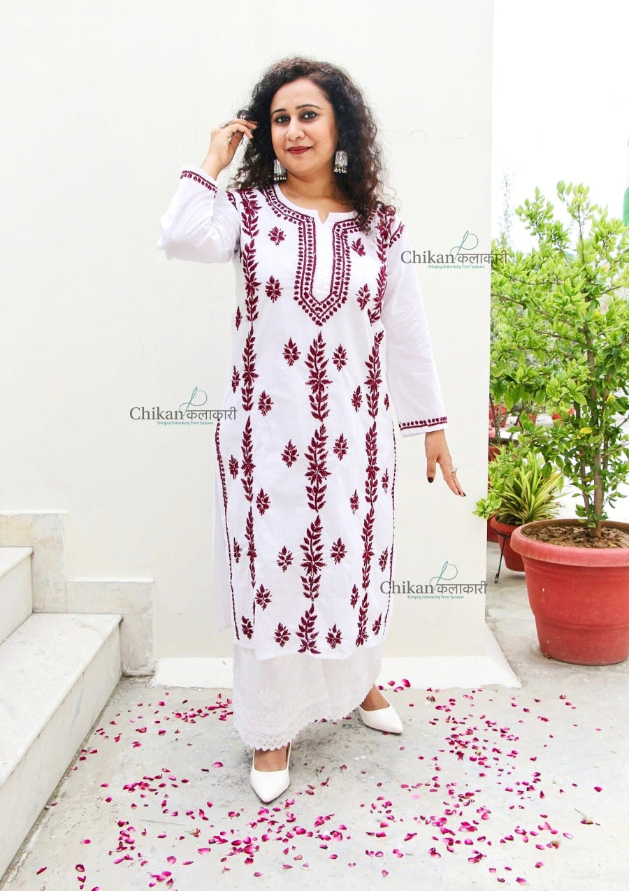 Malvika Cotton White Chikankari Kurti