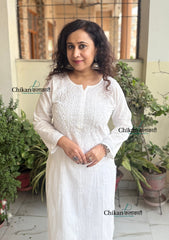 Malvika Cotton Chikankari Kurti - White