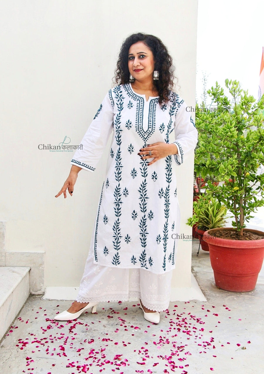 Malvika Cotton White Chikankari Kurti