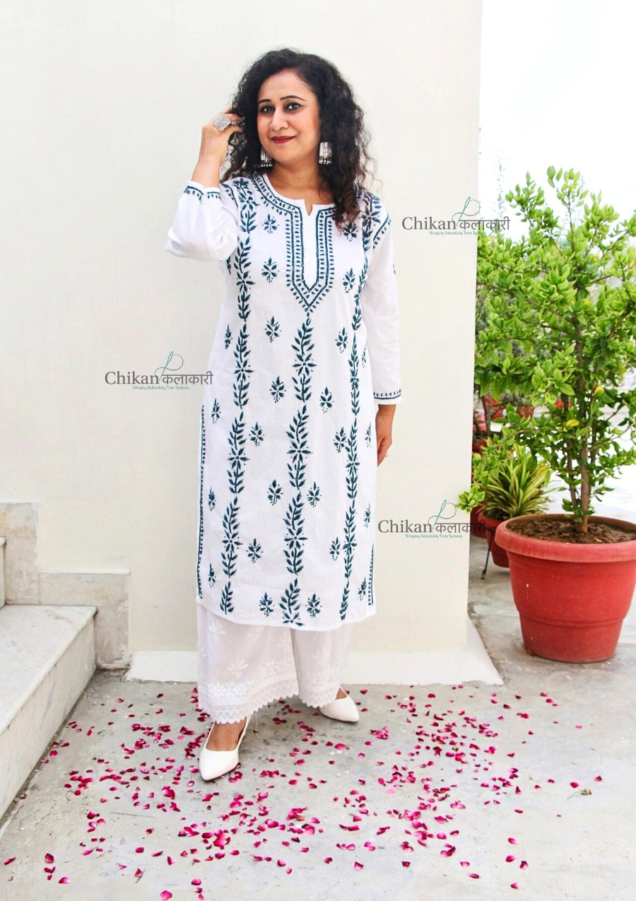 Malvika Cotton White Chikankari Kurti