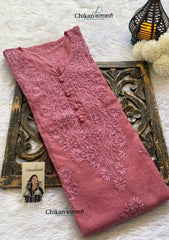 Mannat Mul Chanderi Chikankari Kurti  - Dark Purple
