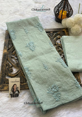 Mannat Mul Chanderi Chikankari Kurti  - Light Green