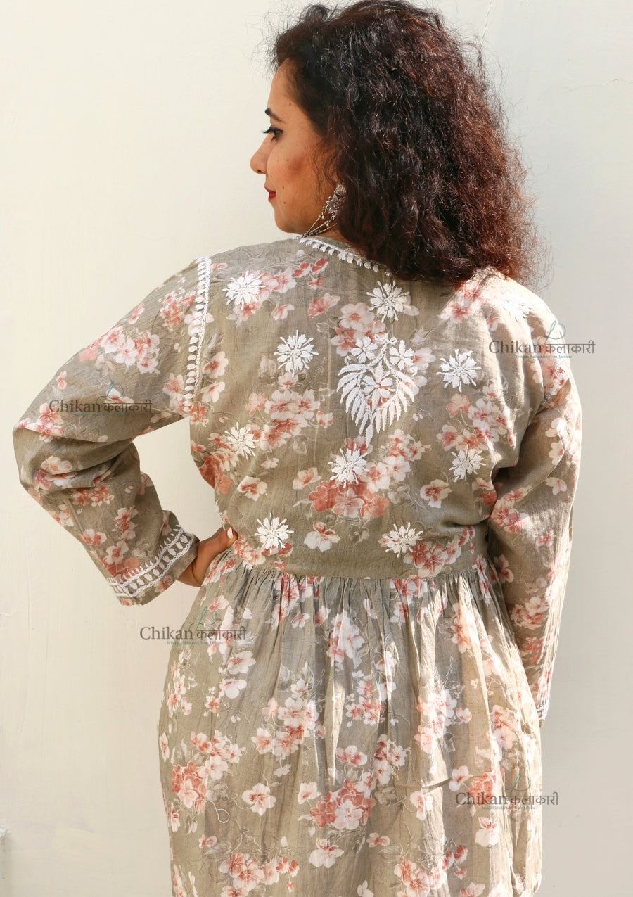 Maya Short Chikan Kurta | chikan curry kurta | lakhnavi kurti | lucknowi chikankari kurti | house of chikankari