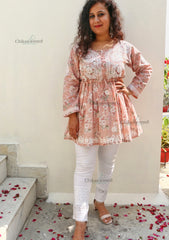 Maya Short Chikan Kurta | chikan curry kurti | lakhnavi kurti | lucknowi chikan kurti | lucknow chikankari kurti