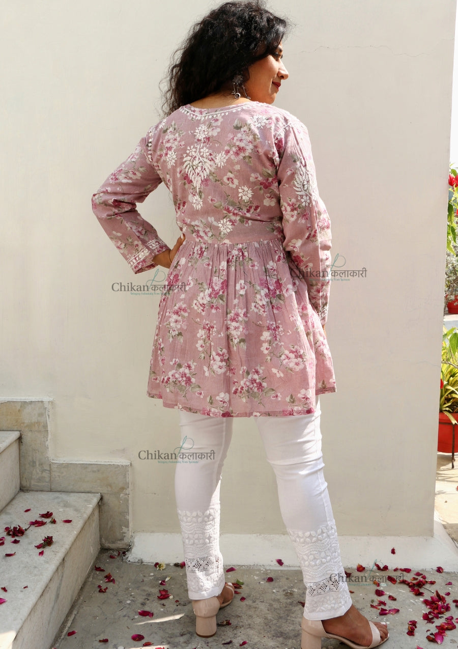 Maya Short Chikan Kurta | chikan curry kurti | lakhnavi kurti | lucknowi chikan kurti | lucknow chikankari kurti