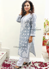 Myra Cotton Chikankari Kurta | lucknowi chikan kurti | lakhnavi kurta | chicken curry kurti | cotton chikankari kurti