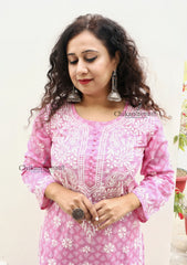 Myra Cotton Chikan Kurta | lucknowi chikan kurti | lakhnavi kurti | chicken curry kurta | lucknowi chikankari kurti