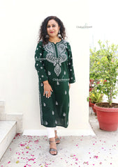 Naina Green Cotton Chikankari Kurti