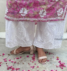 Neena Cotton Chikankari Palazzo - Free Size Fits Upto 3XL size