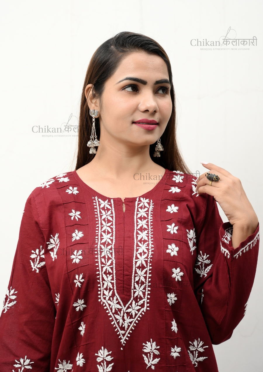 Nida Cotton Chikan Kurti | lucknowi chikankari kurti | lakhnavi kurta | chicken curry kurti | chikankari cotton kurtas