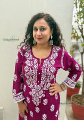 Noor Rayon Chikankari Kurti & Palazzo Set