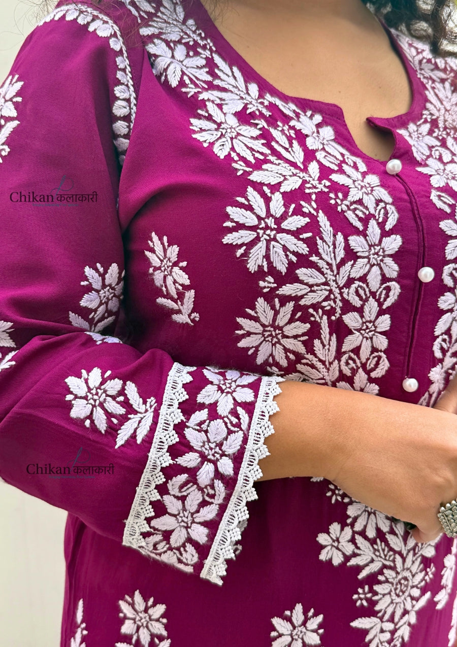 Noor Rayon Chikankari Kurti & Palazzo Set