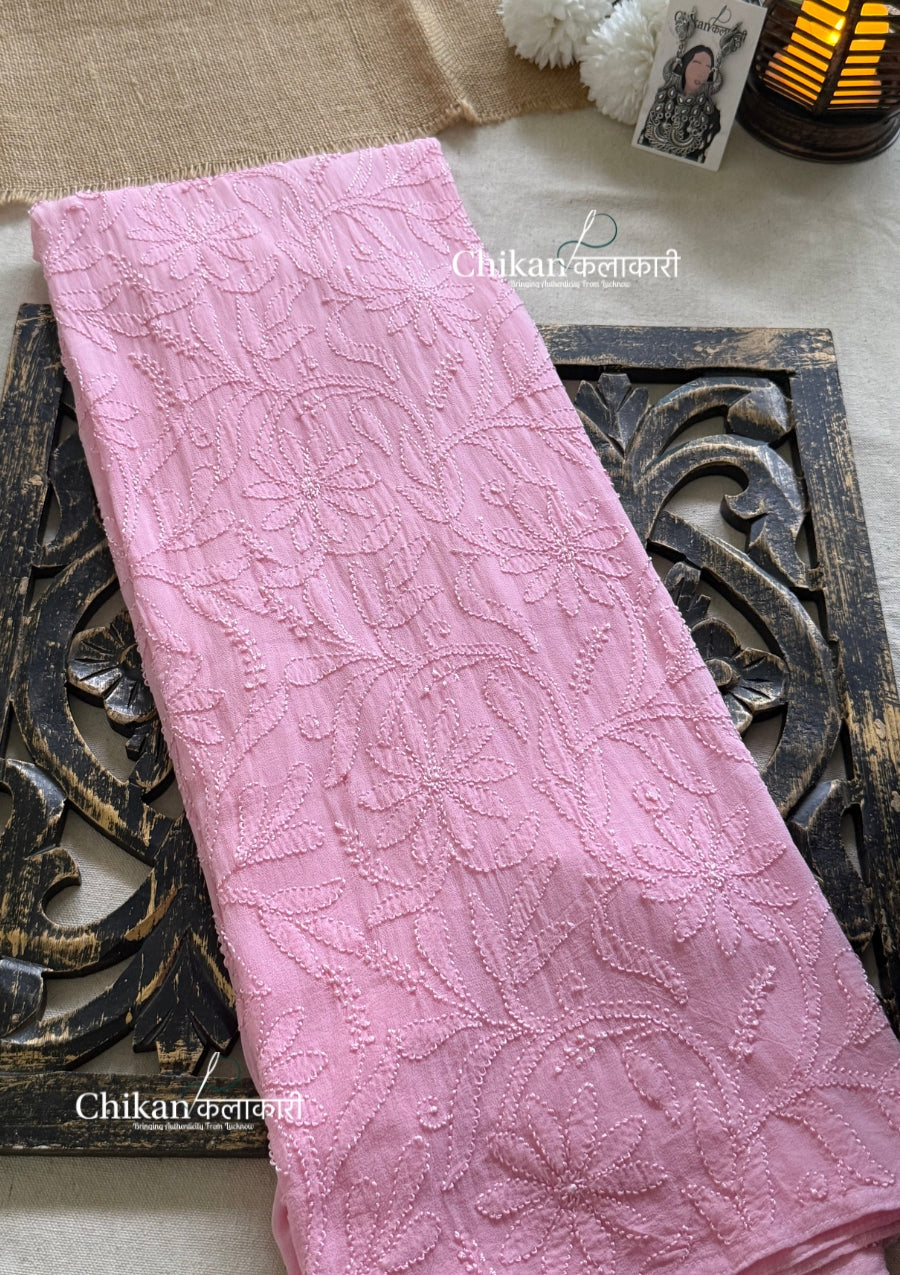 Noor Viscose Jaal Chikankari Kurti - Pink