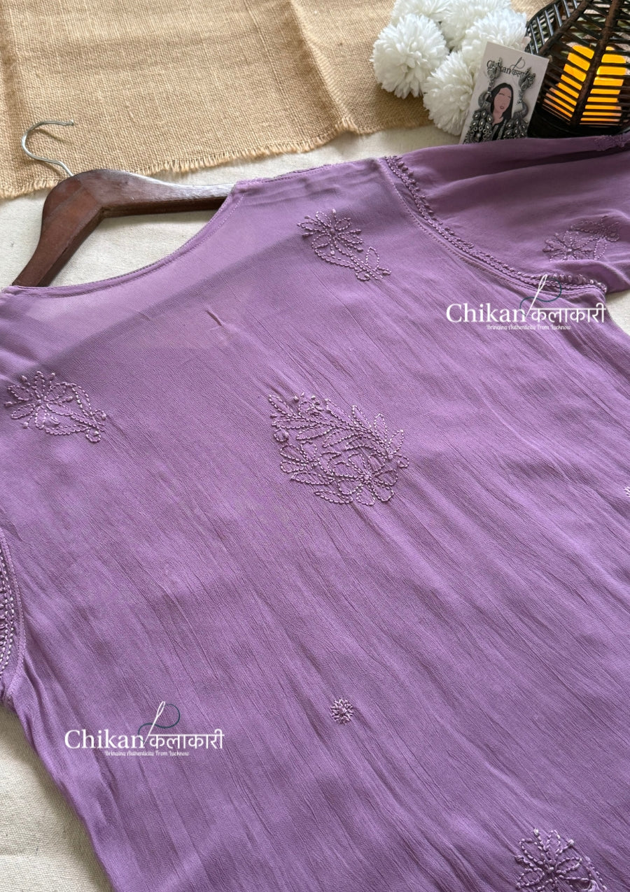 Noor Viscose Jaal Chikankari Kurti - Purple