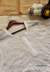Noor Viscose Jaal Chikankari Kurti - White