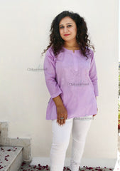 Nyla Purple Short Chikankari Kurti