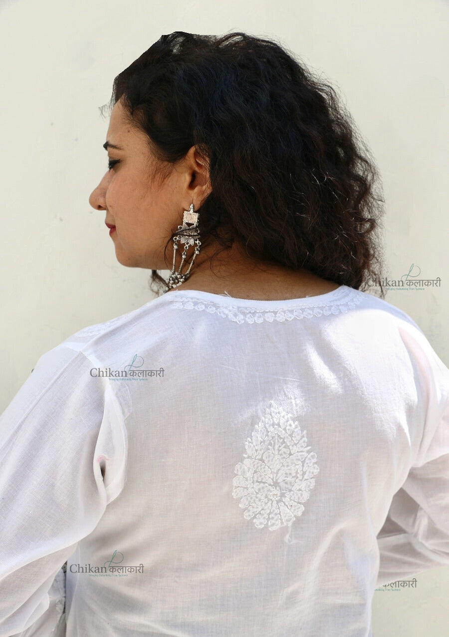 Nyla White Short Chikankari Kurti