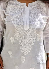 Nyla White Short Chikankari Kurti