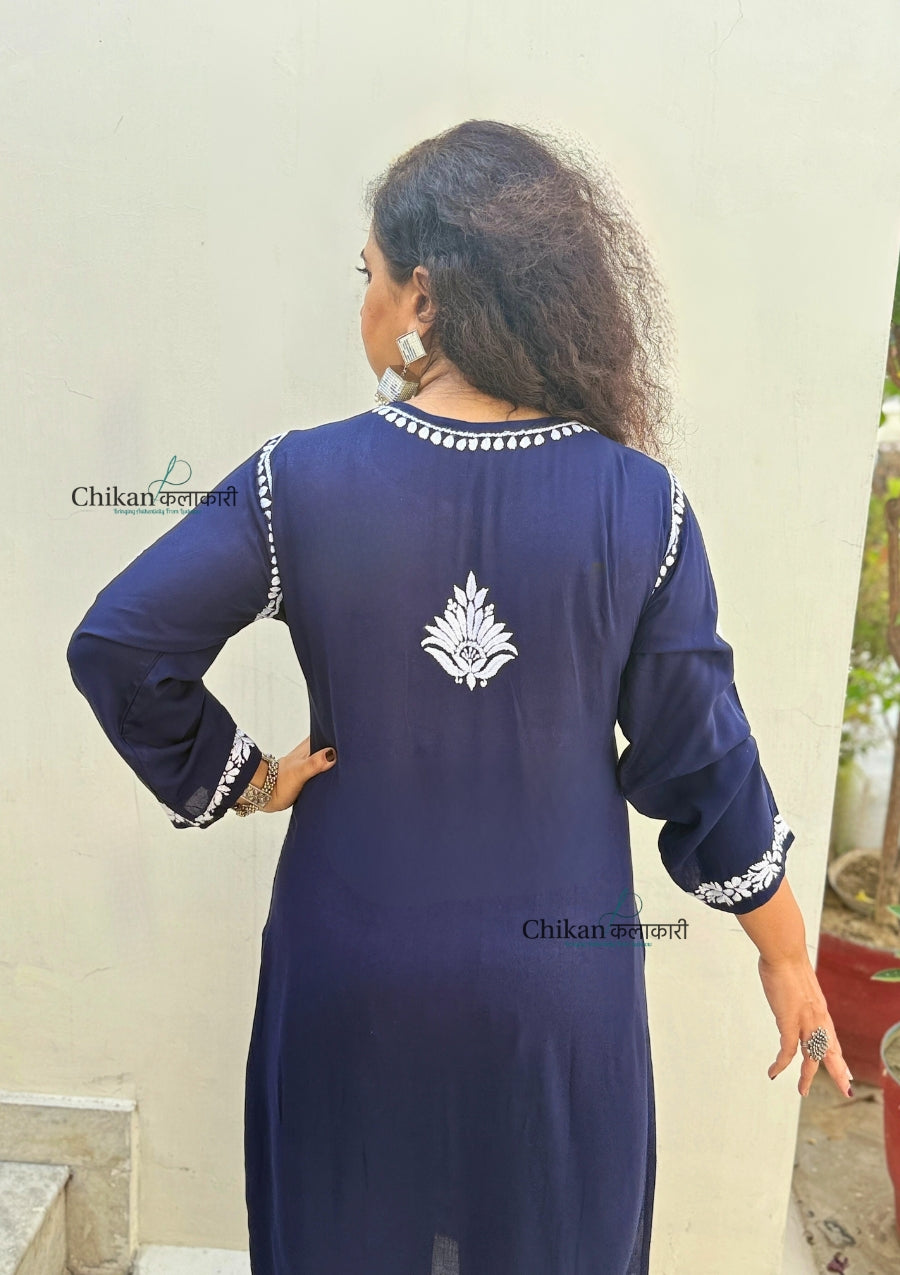 Pankhudi Modal Chikankari Kurti - Blue