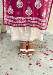 Pankhudi Modal Chikankari Kurti - Pink