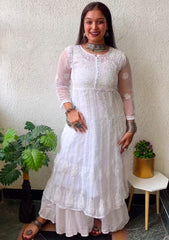 Rehana Anarkali Georgette Chikankari Kurti