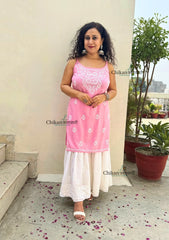 Reeba Short Rayon Chikankari Kurti - Pink
