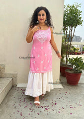 Reeba Short Rayon Chikankari Kurti - Pink