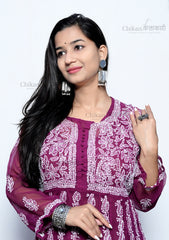 Rehana Anarkali lucknow chikan kurta | chikan curry kurti | lakhnavi kurti | lucknowi chikankari kurti | house of chikankari