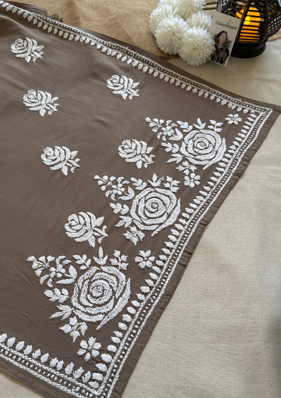 Reva Rayon Chikankari Kurti - Dusty Grey