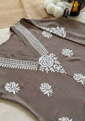 Reva Rayon Chikankari Kurti - Dusty Grey