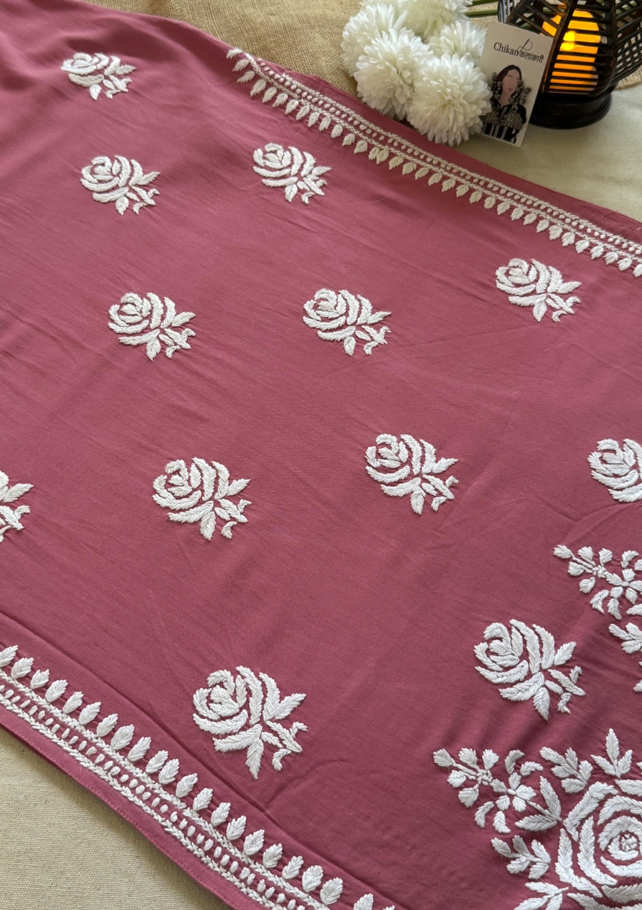 Reva Rayon Chikankari Kurti - Pink