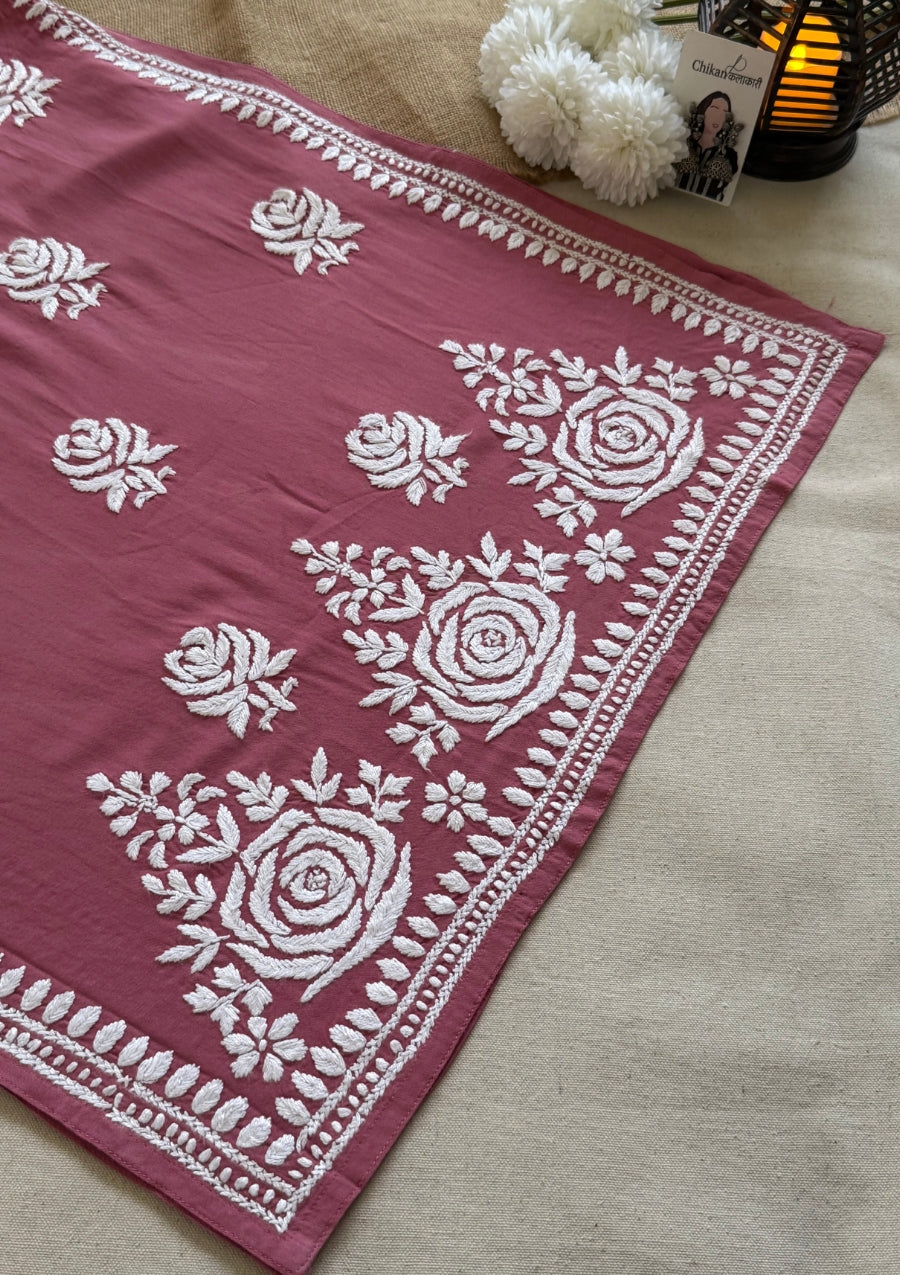 Reva Rayon Chikankari Kurti - Pink