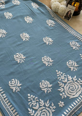 Reva Rayon Chikankari Kurti - Powder Blue