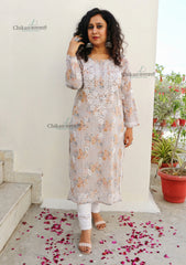 Rhea Grey Mulmul Chikankari kurti