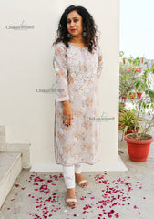 Rhea Grey Mulmul Chikankari kurti