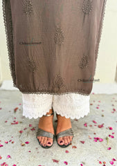 Rida Muslin Chikankari Kurti - Brown