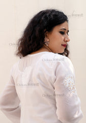 Riya Cotton Chikan Kurta | chikan curry kurti | lakhnavi kurti | lucknowi chikankari kurta | white chikan kurti