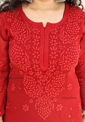 Riyaana Viscose Chikankari Kurti - Red