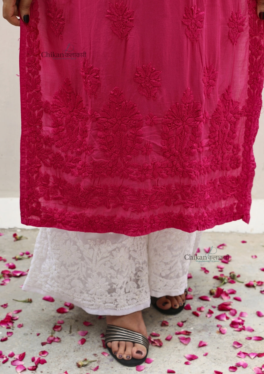 Ruhi Modal Chikankari Kurti - Magenta