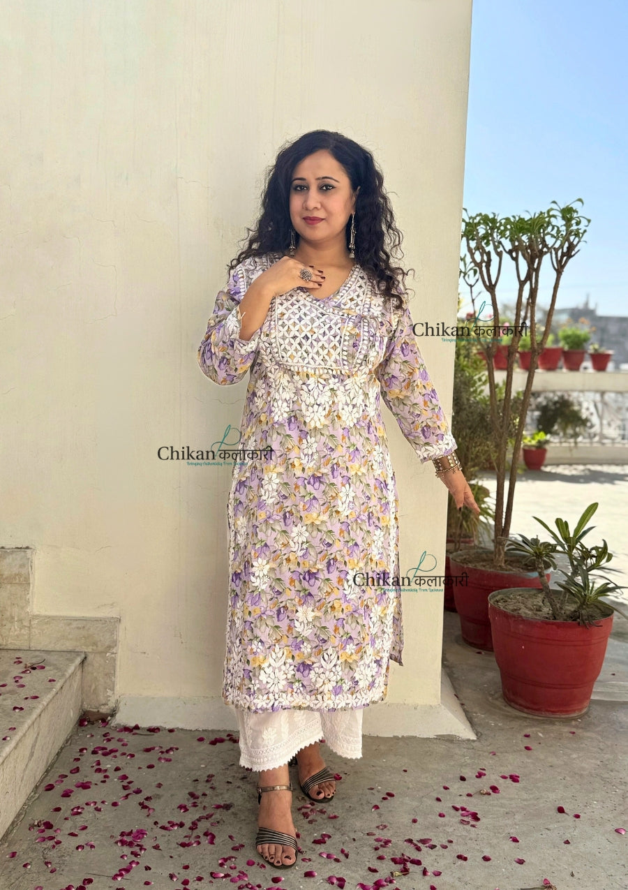 Sadaf Mulmul Chikankari kurti