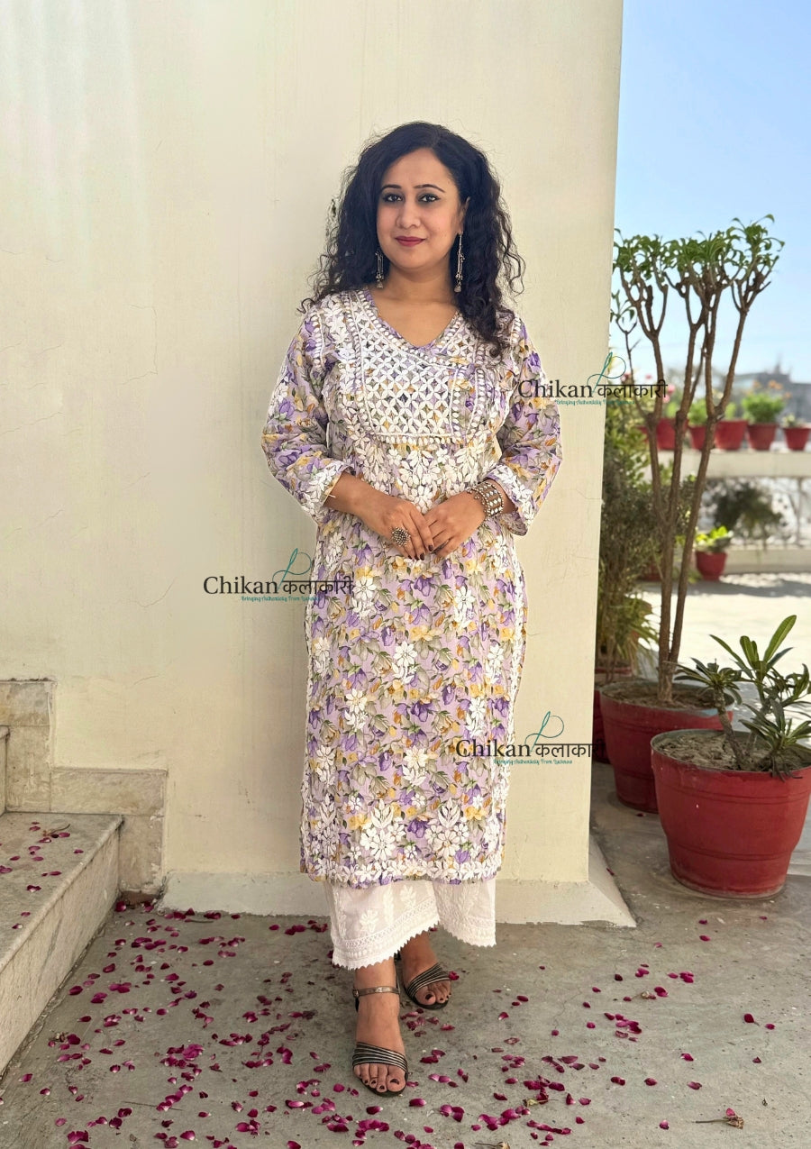 Sadaf Mulmul Chikankari kurti