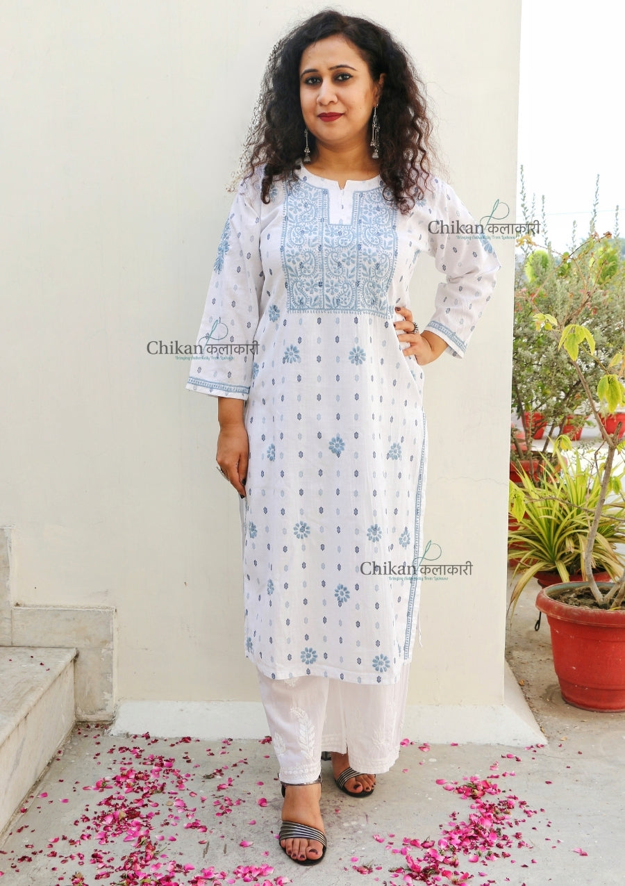 Safa White Chikankari Kurti