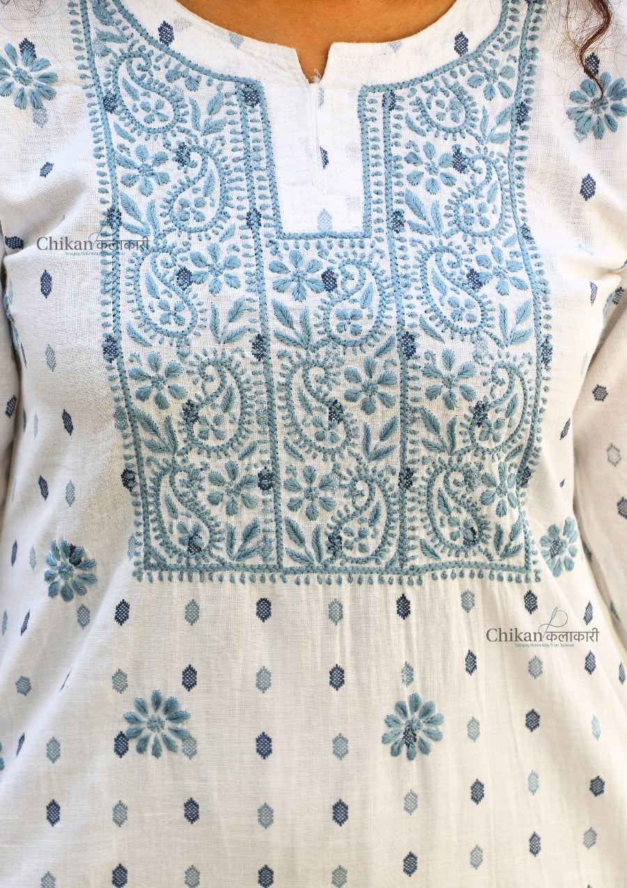 Safa White Chikankari Kurti