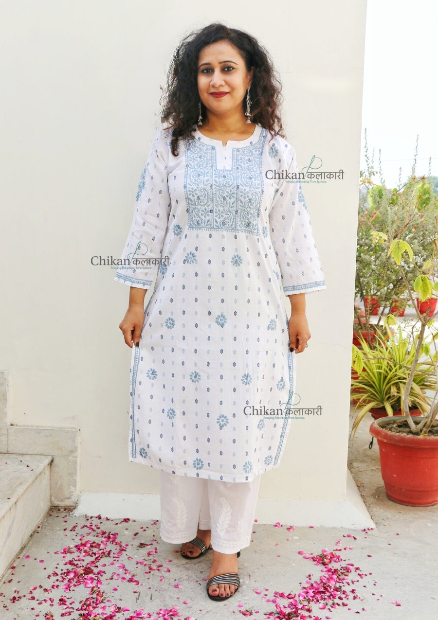 Safa White Chikankari Kurti