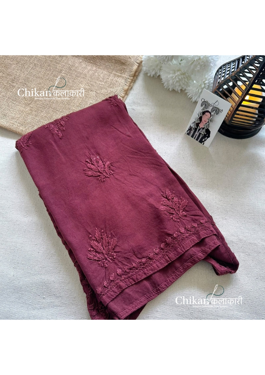Sahiba Rayon Short Chikankari Kurti - Brown