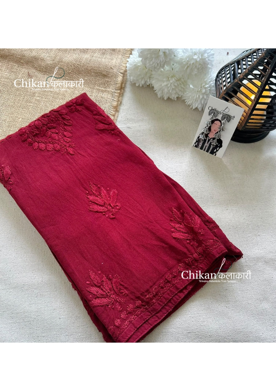 Sahiba Rayon Short Chikankari Kurti - Maroon