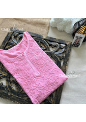Sahiba Rayon Short Chikankari Kurti - Pink