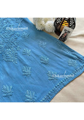 Sahiba Rayon Short Chikankari Kurti - Powder Blue