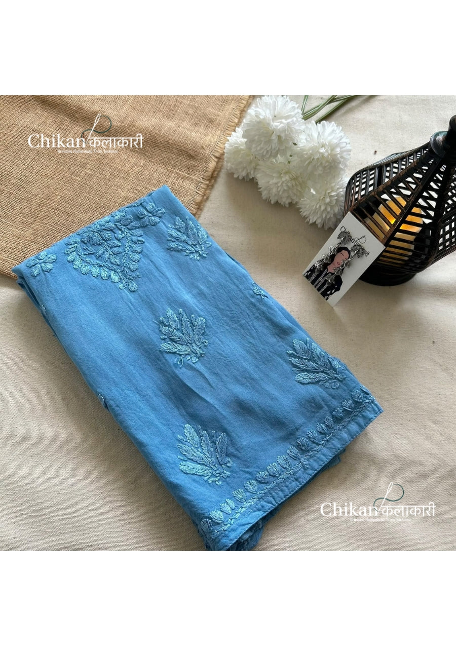 Sahiba Rayon Short Chikankari Kurti - Powder Blue
